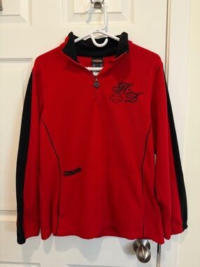Harley-Davidson Red and Black Half-Zip Fleece Pullover